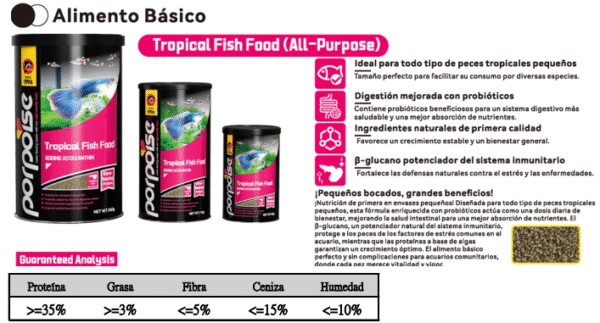 Porpoise tropical fish food micro granulado 40/180ml