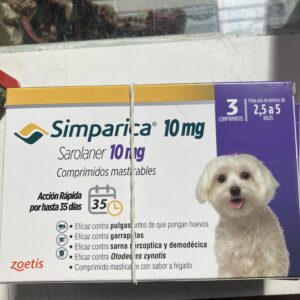 Simparica 10 MG x3 tabletas (2,5 kg- 5,0 kg)