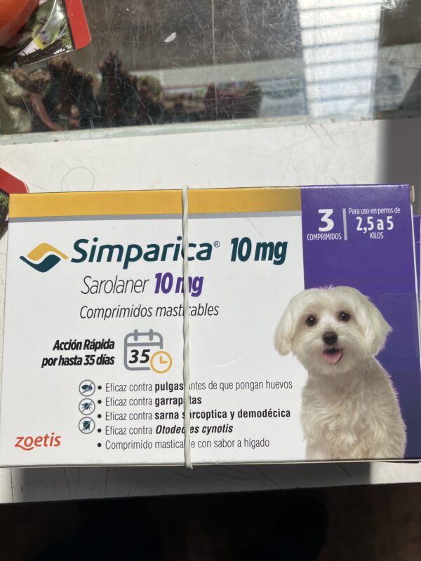 Simparica 10 MG x3 tabletas (2,5 kg- 5,0 kg)